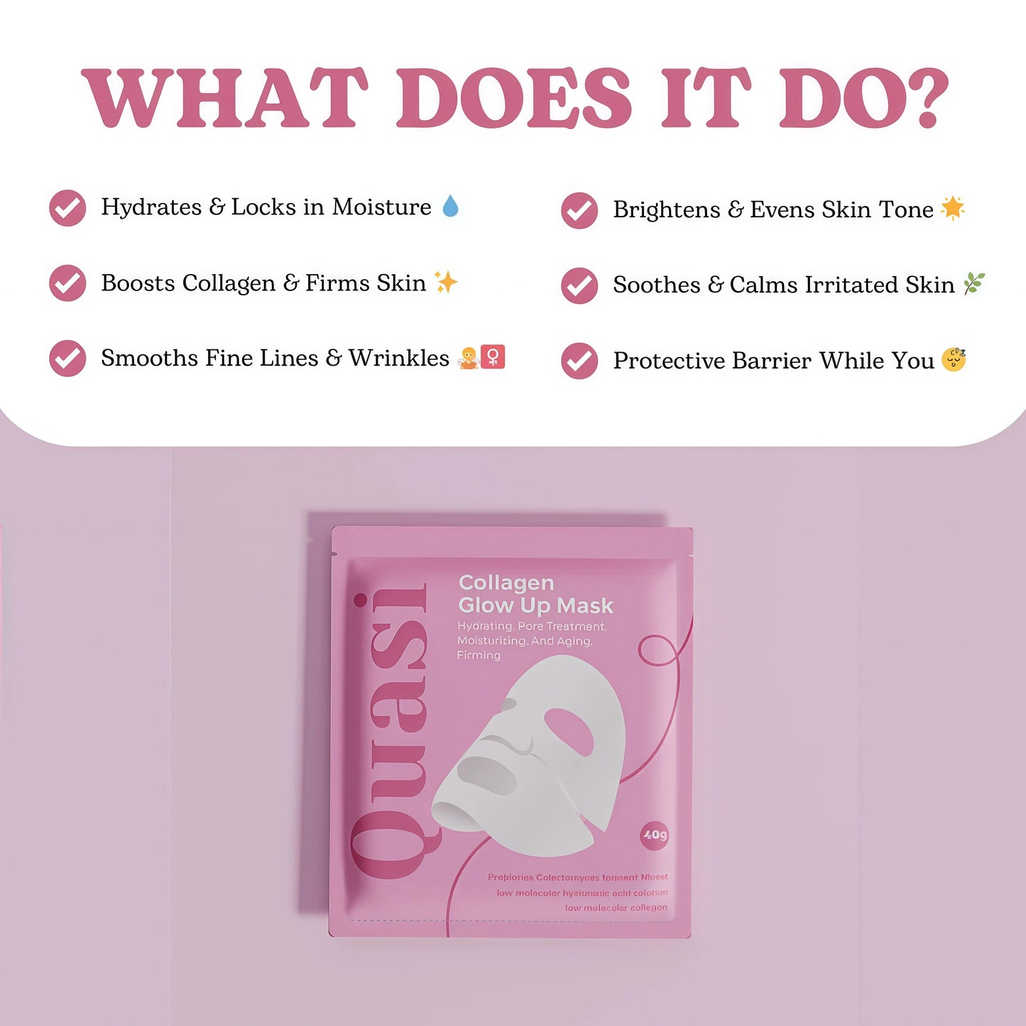 Quasi Bio-Collagen Face Mask Overnight – Hydrating Korean Sheet Mask – Niacinamide & Low Molecular Collagen – Firming & Smoothing Skincare for All Skin Types – 4 Masks