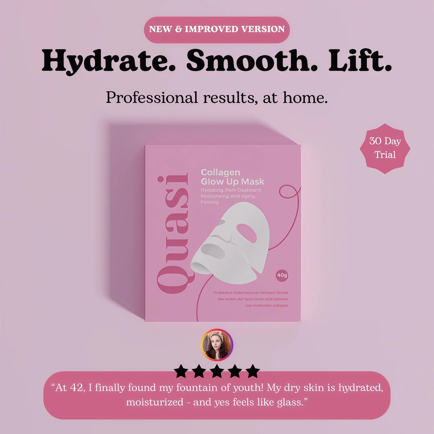 Quasi Bio-Collagen Face Mask Overnight – Hydrating Korean Sheet Mask – Niacinamide & Low Molecular Collagen – Firming & Smoothing Skincare for All Skin Types – 4 Masks