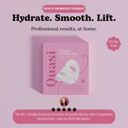 Quasi Bio-Collagen Face Mask Overnight – Hydrating Korean Sheet Mask – Niacinamide & Low Molecular Collagen – Firming & Smoothing Skincare for All Skin Types – 4 Masks