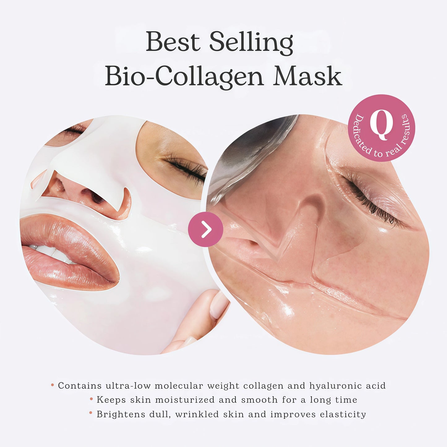 Quasi Bio-Collagen Face Mask Overnight – Hydrating Korean Sheet Mask – Niacinamide & Low Molecular Collagen – Firming & Smoothing Skincare for All Skin Types – 4 Masks
