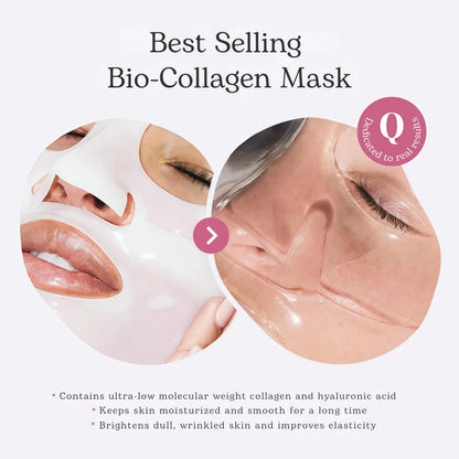 Quasi Bio-Collagen Face Mask Overnight – Hydrating Korean Sheet Mask – Niacinamide & Low Molecular Collagen – Firming & Smoothing Skincare for All Skin Types – 4 Masks