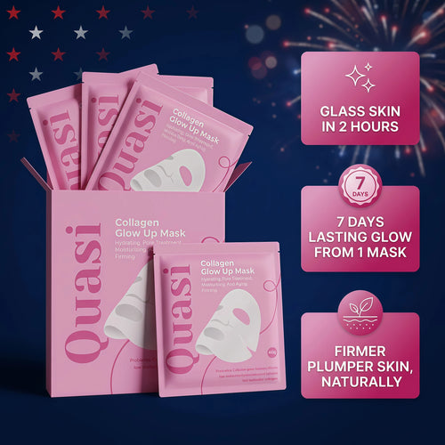 Quasi Bio-Collagen Face Mask Overnight – Hydrating Korean Sheet Mask – Niacinamide & Low Molecular Collagen – Firming & Smoothing Skincare for All Skin Types – 4 Masks